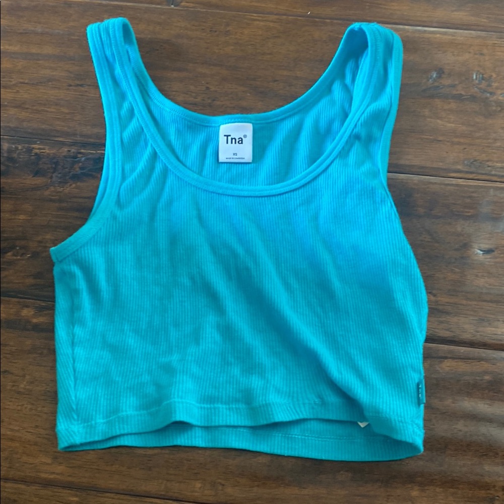 Tna Turquoise Ribbed Tank Top